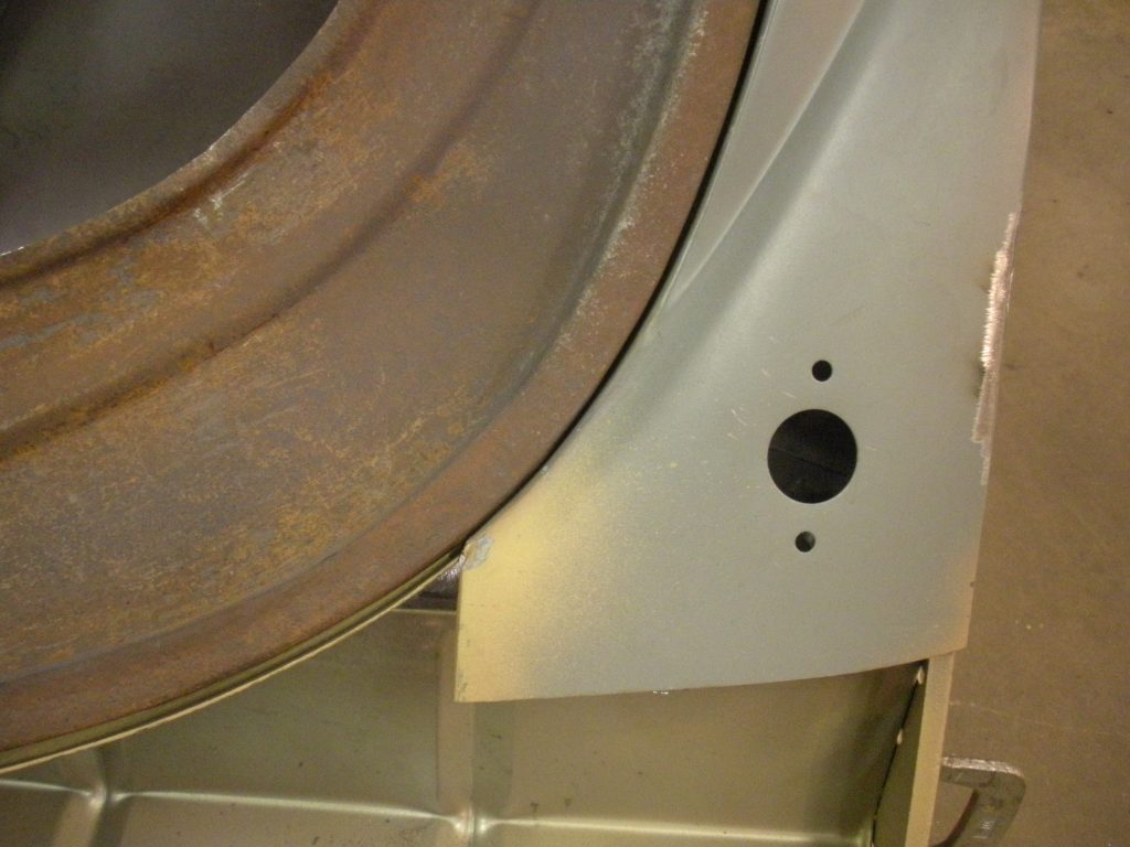 A close up of the corner of a machine