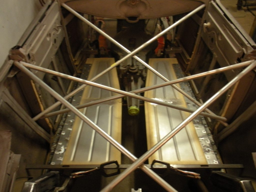 A view of the inside of an airplane.