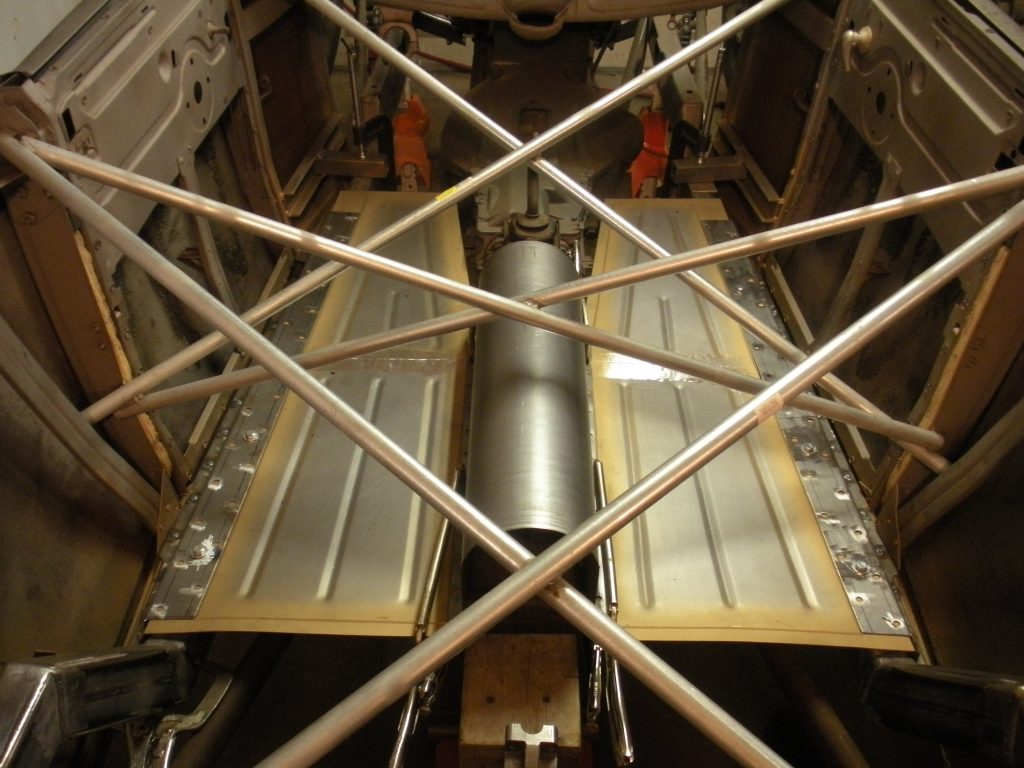 A large metal object sitting in the middle of a building.