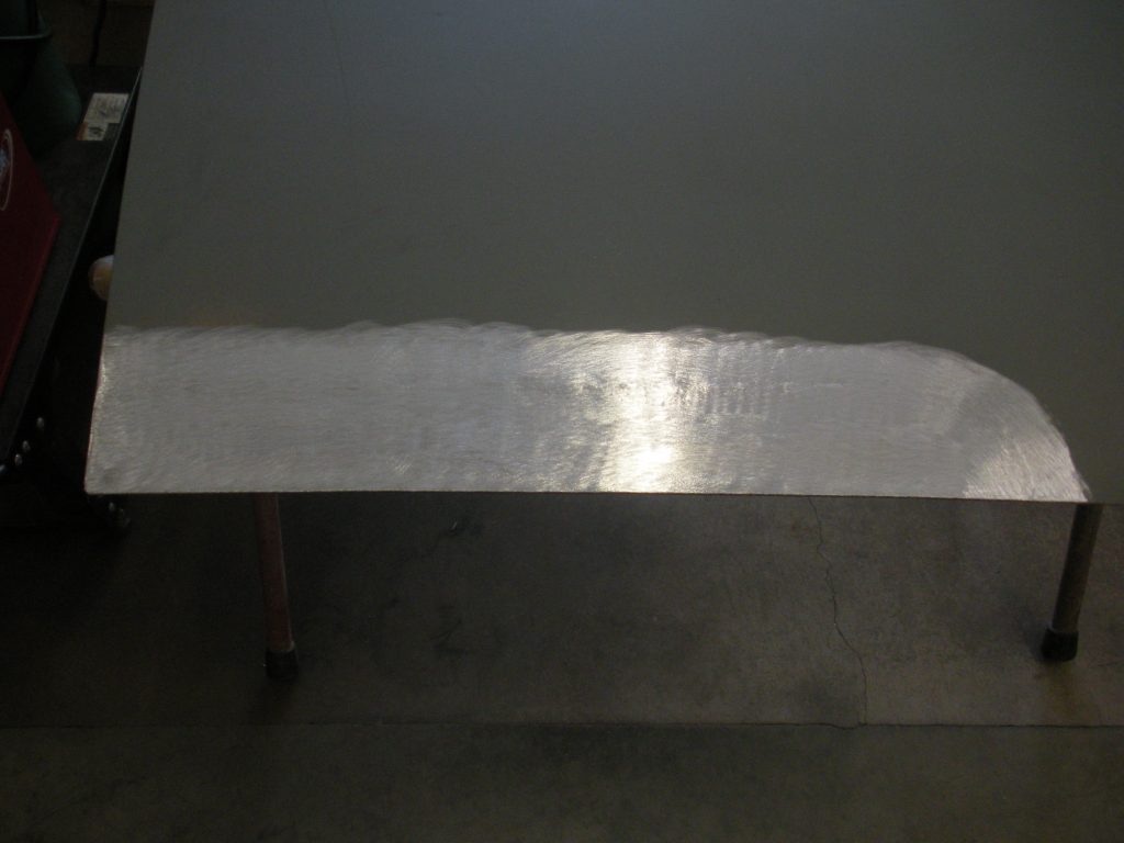 A metal table with no one in it.