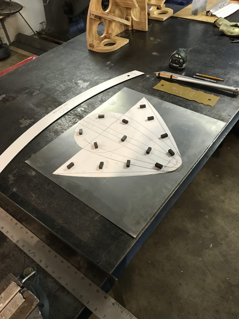 Metal part template with magnets.