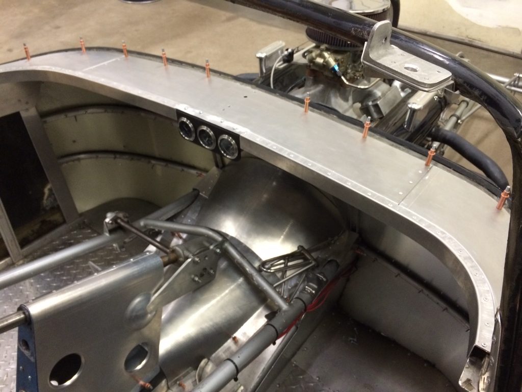 Custom race car dashboard detail.